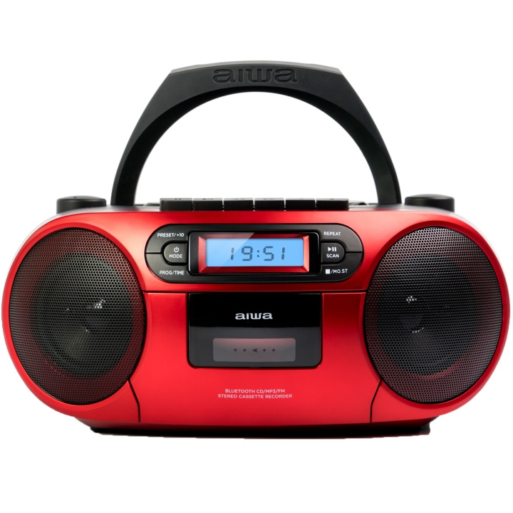 AIWA Kassettradio CD/FM-radio/Kassettband/USB/BT Röd ryhmässä KODINELEKTRONIIKKA / Ääni & Kuva / Kotiteatteri, HiFi ja kannettavat / Compact Stereo & Levysoitin @ TP E-commerce Nordic AB (D13563)