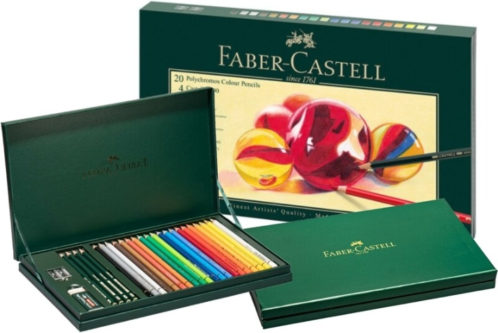Faber-Castell Polychromos Lahjasetti + tarvikkeet ryhmässä URHEILU, VAPAA-AIKA JA HARRASTUS / Harrastus / Maalaa ja piirrä / Kynät, liidut ja tussit @ TP E-commerce Nordic AB (D13888)