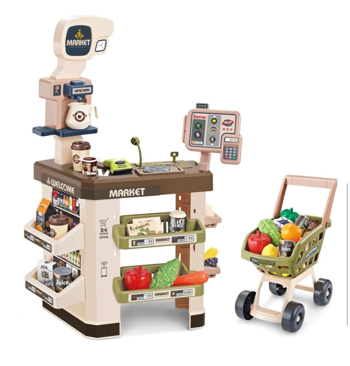 GA-Toys Supermarket ostoskärryineen ja 60 tarvikkeineen (16140) ryhmässä LELUT, TUOTTEET LAPSILLE JA VAUVOILLE / Leikkikalut, Askartelu &Pelit / Pieni koti ja roolileikki @ TP E-commerce Nordic AB (D14187)