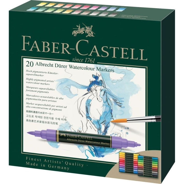 Faber-Castell Albrecht Dürer akvarellimerkki, 20 kpl lompakko ryhmässä URHEILU, VAPAA-AIKA JA HARRASTUS / Harrastus / Maalaa ja piirrä / Taiteilijavärit / Akvarellivärit @ TP E-commerce Nordic AB (D14288)