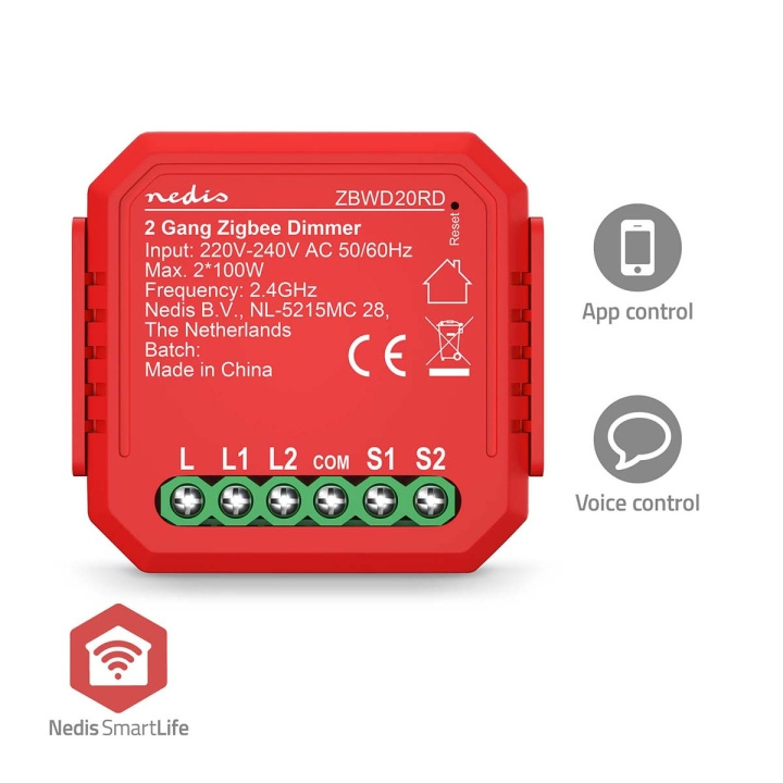 Nedis SmartLife Virtakytkin | Zigbee 3.0 | 2x100 W | Terminaaliliitin | Sovellus saatavana kohteeseen: Android™ / IOS ryhmässä KOTI, TALOUS JA PUUTARHA / Älykodit / Älykodin järjestelmät @ TP E-commerce Nordic AB (D14666)