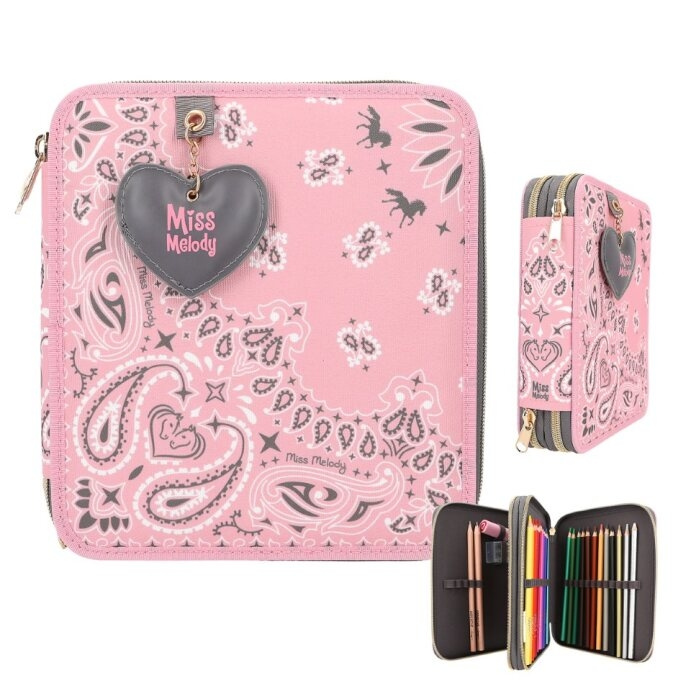 Miss Melody Kaksinkertainen kynäkotelo BANDANA ( 0412766 ) ryhmässä LELUT, TUOTTEET LAPSILLE JA VAUVOILLE / Leikkikalut, Askartelu &Pelit / Penaali @ TP E-commerce Nordic AB (D14940)