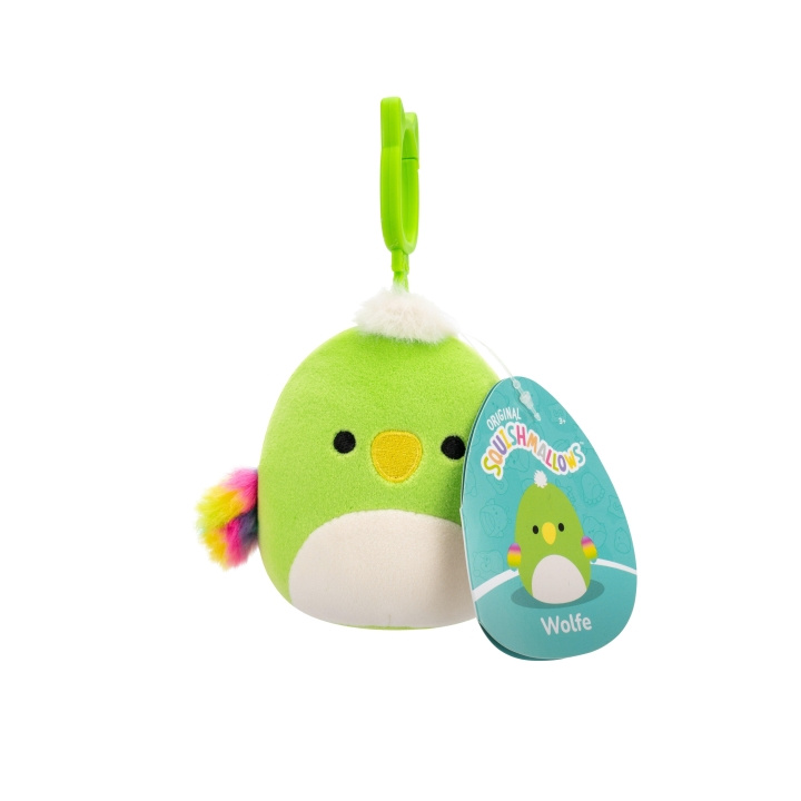 Squishmallows 9 cm P22 Clip On - Wolfe Vihreä papukaija ryhmässä LELUT, TUOTTEET LAPSILLE JA VAUVOILLE / Lelut vauvoille (0-3v) / Pehmolelut @ TP E-commerce Nordic AB (D15378)