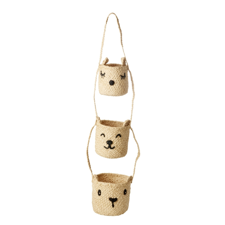 RICE Raffia 3-tasoinen roikkuva säilytyspaikka eläinkasvoilla - Luonnollinen ryhmässä LELUT, TUOTTEET LAPSILLE JA VAUVOILLE / Lastenhuone / Säilytys @ TP E-commerce Nordic AB (D15536)