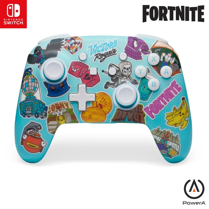 PowerA Parannettu langaton ohjain Nintendo Switchille - Fortnite Sticker Mania ryhmässä KODINELEKTRONIIKKA / Pelikonsolit & Tarvikkeet / Nintendo Switch / Tarvikkeet @ TP E-commerce Nordic AB (D15618)
