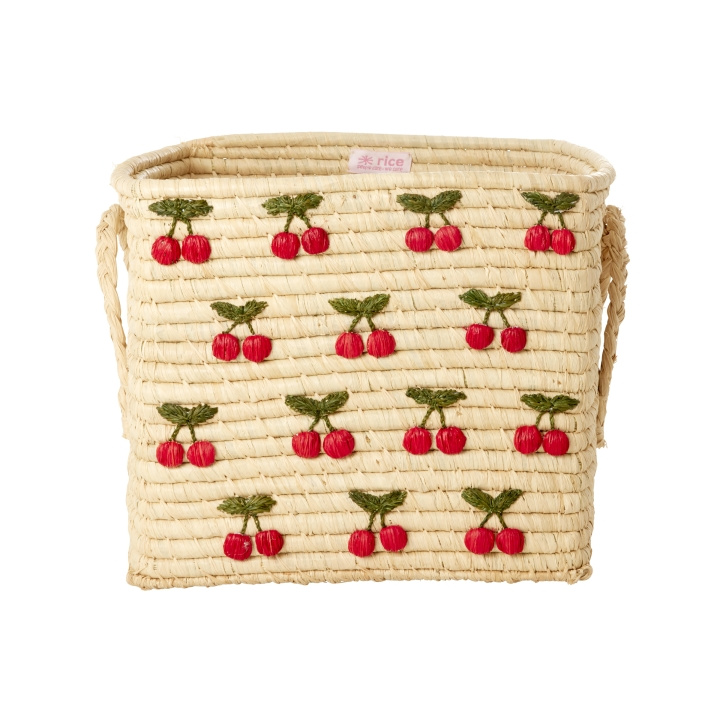 RICE Raffia neliö kori pienillä kirsikoilla kirjonta - punainen - 30 cm x 30 cm x 25 cm ryhmässä LELUT, TUOTTEET LAPSILLE JA VAUVOILLE / Lastenhuone / Säilytys @ TP E-commerce Nordic AB (D15704)