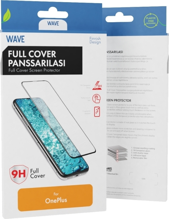 Wave Full Cover -panssarilasi, OnePlus 9, musta ryhmässä ÄLYPUHELIMET JA TABLETIT / Puhelimen suojakotelo / OnePlus @ TP E-commerce Nordic AB (D15960)