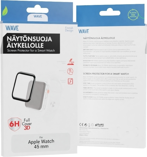 Wave 3D PMMA -näytönsuoja, Apple Watch 45 mm, musta ryhmässä ÄLYPUHELIMET JA TABLETIT / Urheilu, koti ja vapaa-aika / Apple Watch & tarvikkeet / Apple Watch @ TP E-commerce Nordic AB (D16000)