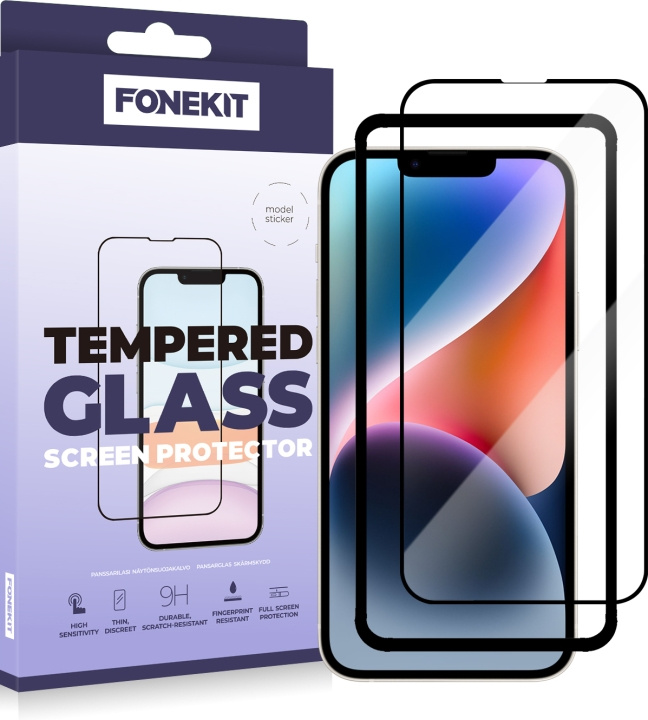FoneKit Full Cover -panssarilasi, iPhone 13 / 13 Pro / 14, musta ryhmässä ÄLYPUHELIMET JA TABLETIT / Puhelimen suojakotelo / Apple / iPhone 13 Pro @ TP E-commerce Nordic AB (D16034)