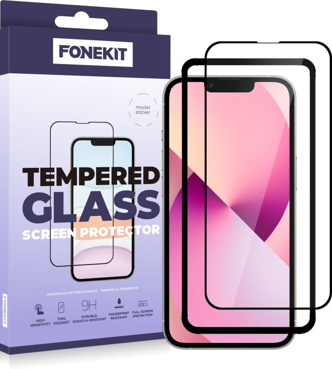 FoneKit Full Cover -panssarilasi, iPhone 13 mini, musta ryhmässä ÄLYPUHELIMET JA TABLETIT / Puhelimen suojakotelo / Apple / iPhone 13 Mini @ TP E-commerce Nordic AB (D16036)
