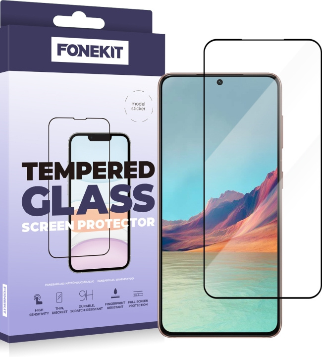 FoneKit Full Cover -panssarilasi, Samsung Galaxy S22 / S23, musta ryhmässä ÄLYPUHELIMET JA TABLETIT / Puhelimen suojakotelo / Samsung @ TP E-commerce Nordic AB (D16038)