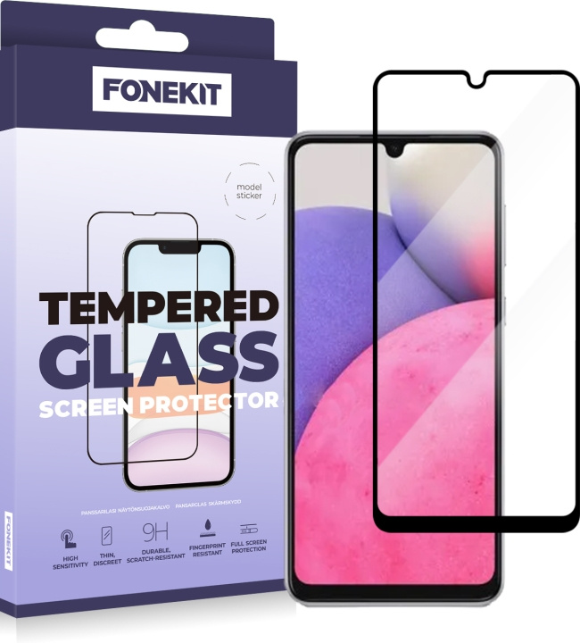 FoneKit Full Cover -panssarilasi, Samsung Galaxy A33 5G ryhmässä ÄLYPUHELIMET JA TABLETIT / Puhelimen suojakotelo / Samsung @ TP E-commerce Nordic AB (D16041)