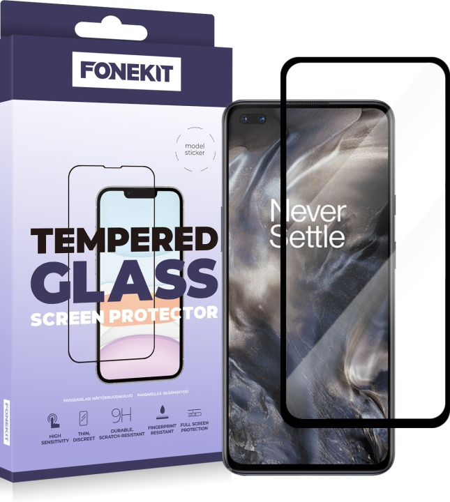 FoneKit Full Cover -panssarilasi, OnePlus Nord / Nord 2 / Nord 2T ryhmässä ÄLYPUHELIMET JA TABLETIT / Puhelimen suojakotelo / OnePlus @ TP E-commerce Nordic AB (D16043)