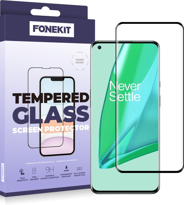 FoneKit Full Cover -panssarilasi, OnePlus 9 Pro ryhmässä ÄLYPUHELIMET JA TABLETIT / Puhelimen suojakotelo / OnePlus @ TP E-commerce Nordic AB (D16044)