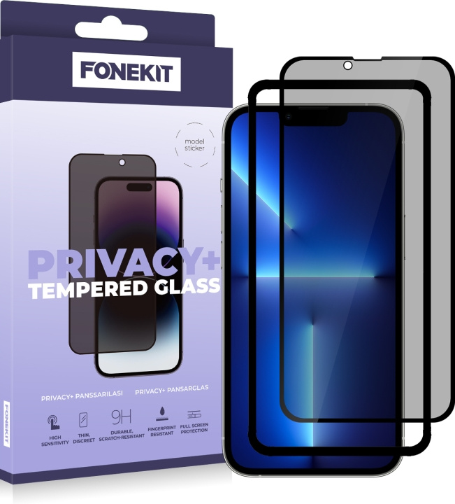 FoneKit Privacy+ Full Cover -panssarilasi, iPhone 13 Pro Max / 14 Plus, musta ryhmässä ÄLYPUHELIMET JA TABLETIT / Puhelimen suojakotelo / Apple / iPhone 13 Pro Max @ TP E-commerce Nordic AB (D16118)