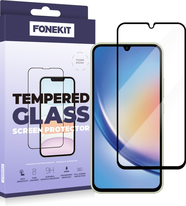 FoneKit Full Cover -panssarilasi, Samsung Galaxy A34 5G ryhmässä ÄLYPUHELIMET JA TABLETIT / Puhelimen suojakotelo / Samsung @ TP E-commerce Nordic AB (D16160)