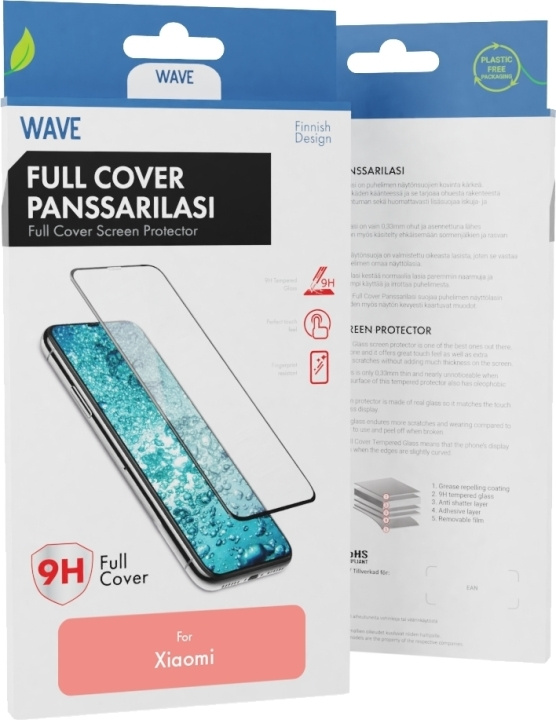 Wave Full Cover -panssarilasi, Xiaomi Redmi Note 12 5G / 4G , musta kehys ryhmässä ÄLYPUHELIMET JA TABLETIT / Puhelimen suojakotelo / Xiaomi @ TP E-commerce Nordic AB (D16186)