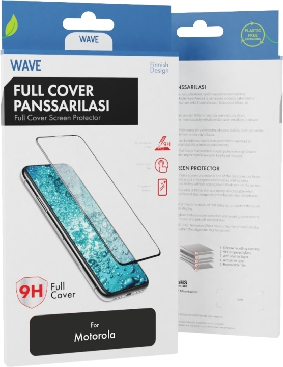 Wave Full Cover -panssarilasi, Motorola Moto E13, musta kehys ryhmässä ÄLYPUHELIMET JA TABLETIT / Puhelimen suojakotelo / Motorola @ TP E-commerce Nordic AB (D16216)
