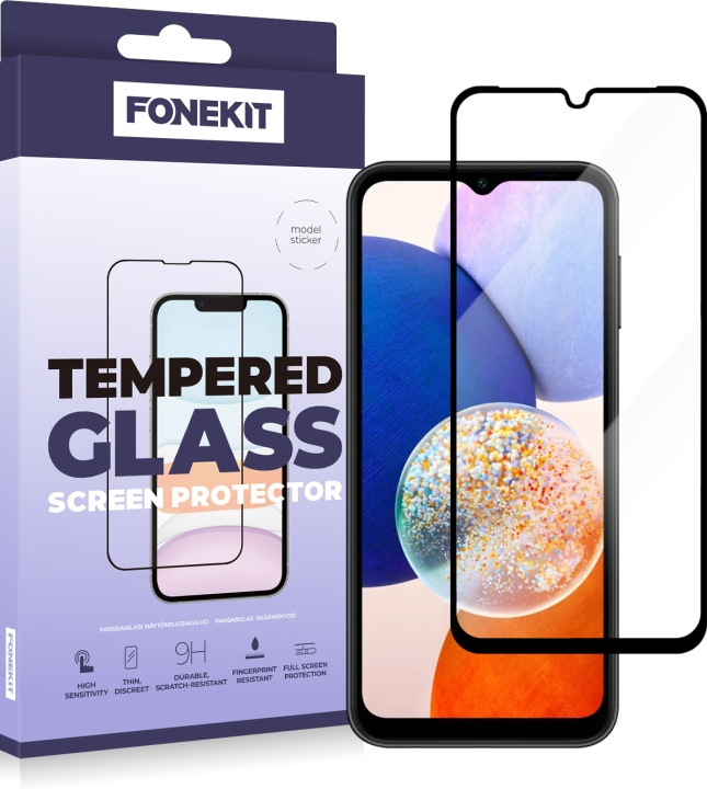 FoneKit Full Cover -panssarilasi, Samsung Galaxy A15, musta ryhmässä ÄLYPUHELIMET JA TABLETIT / Puhelimen suojakotelo / Samsung @ TP E-commerce Nordic AB (D16253)