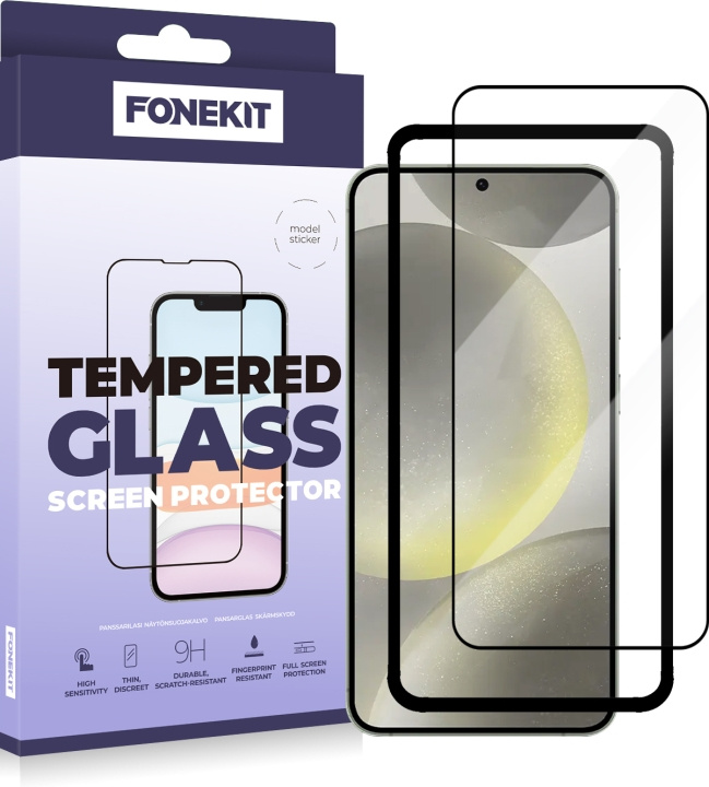 FoneKit Full Cover -panssarilasi, Samsung Galaxy S24, musta ryhmässä ÄLYPUHELIMET JA TABLETIT / Puhelimen suojakotelo / Samsung @ TP E-commerce Nordic AB (D16263)