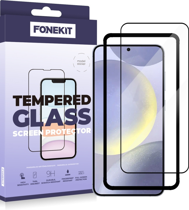 FoneKit Full Cover -panssarilasi, Samsung Galaxy S24+, musta ryhmässä ÄLYPUHELIMET JA TABLETIT / Puhelimen suojakotelo / Samsung @ TP E-commerce Nordic AB (D16264)