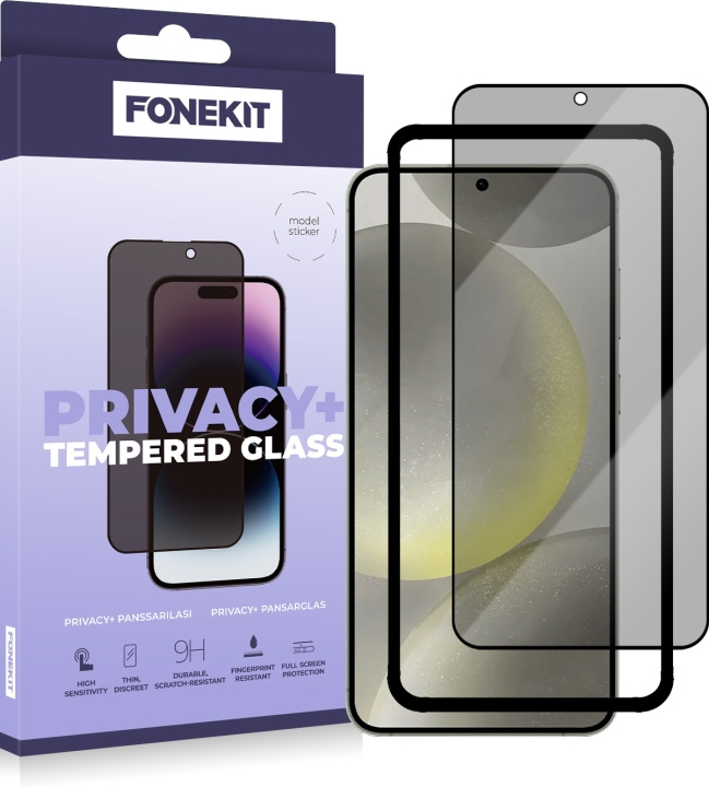 FoneKit Privacy+ Full Cover -panssarilasi, Galaxy S24, musta ryhmässä ÄLYPUHELIMET JA TABLETIT / Puhelimen suojakotelo / Samsung @ TP E-commerce Nordic AB (D16275)
