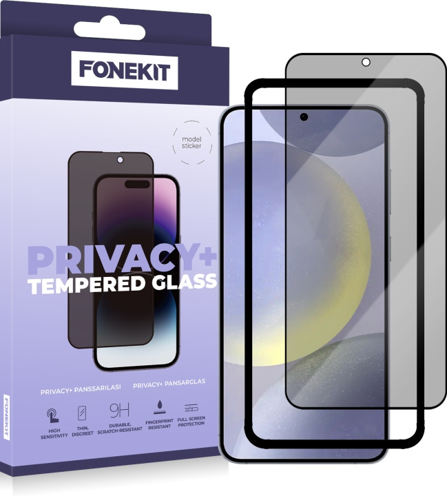 FoneKit Privacy+ Full Cover -panssarilasi, Galaxy S24+, musta ryhmässä ÄLYPUHELIMET JA TABLETIT / Puhelimen suojakotelo / Samsung @ TP E-commerce Nordic AB (D16276)