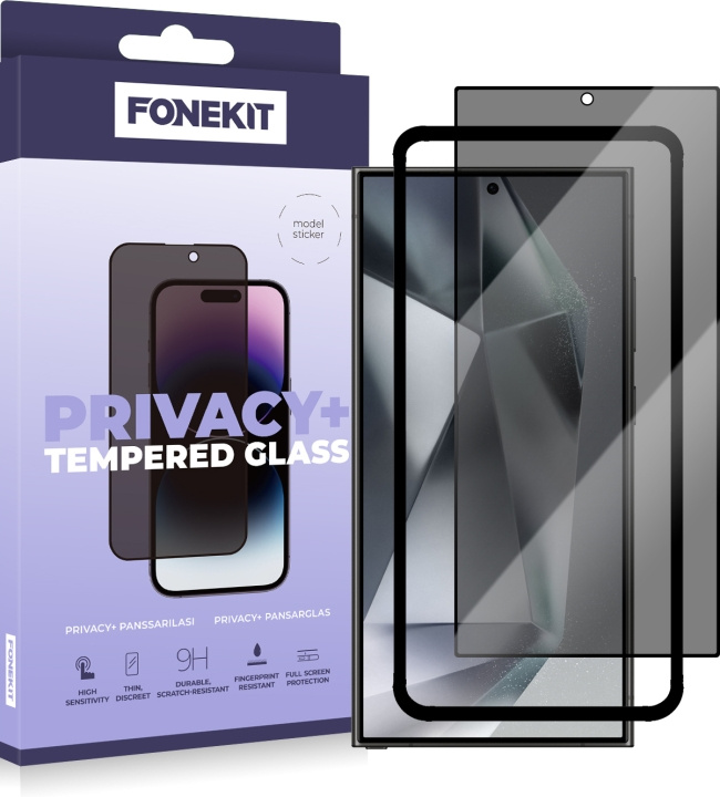 FoneKit Privacy+ Full Cover -panssarilasi, Galaxy S24 Ultra, musta ryhmässä ÄLYPUHELIMET JA TABLETIT / Puhelimen suojakotelo / Samsung @ TP E-commerce Nordic AB (D16277)