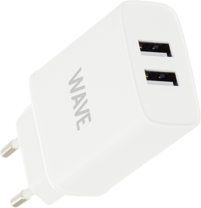 Wave verkkolaturi 2 x USB, 17W, valkoinen ryhmässä ÄLYPUHELIMET JA TABLETIT / Laturit & Kaapelit / Seinälaturi / Seinälaturi USB @ TP E-commerce Nordic AB (D16422)