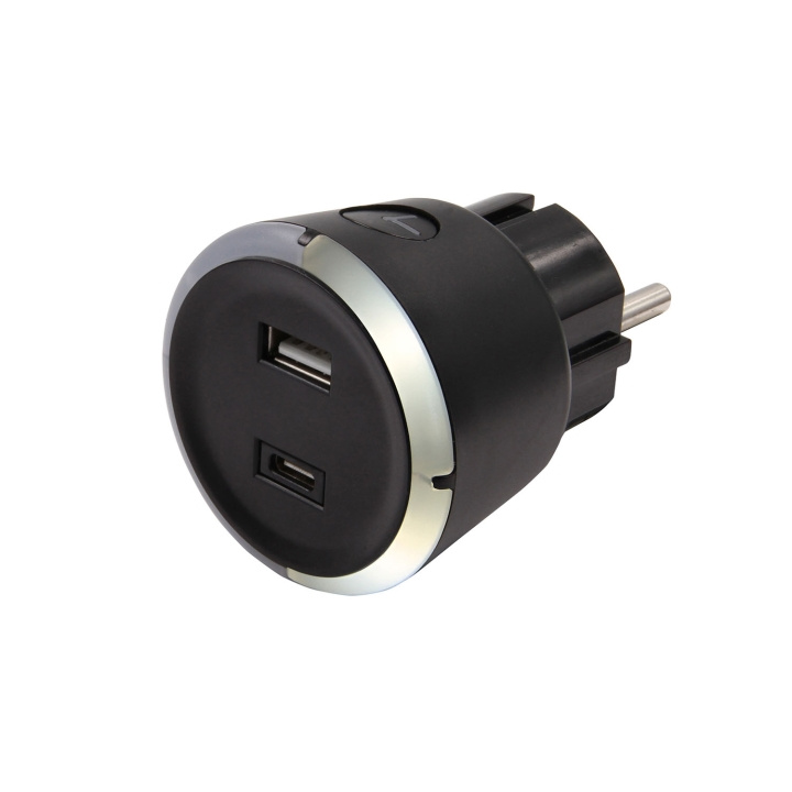 CAPiDi Turva-ajastin USB A+C 1-4 3.4A Musta ryhmässä KOTI, TALOUS JA PUUTARHA / Sähkö & Valaistus / Ajastin @ TP E-commerce Nordic AB (D16459)