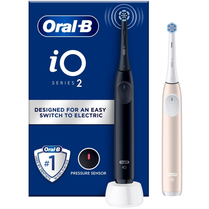 Oral B Eltandborste iO2 Series Duo Night Black / Calm Pink ryhmässä KAUNEUS JA TERVEYS / Suunhoito / Sähköhammasharjat @ TP E-commerce Nordic AB (D16510)