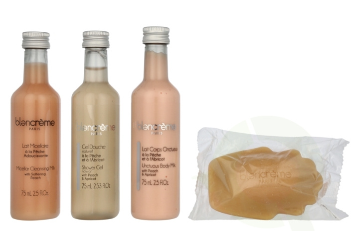 Blancreme Travel Set 305 ml Shower Gel 80ml/Body Lotion 80ml/Micellar Cleansing Water 75ml/Mask/Soap 70gr/Bag - Peach & Lemon ryhmässä KAUNEUS JA TERVEYS / Lahjapakkaukset / Naisten lahjapakkaukset @ TP E-commerce Nordic AB (D16664)