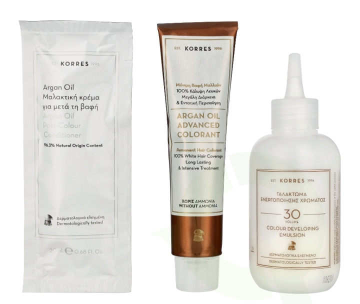 Korres Argan Oil Advanced Colorant 145 ml 8.0 Light Blonde - Colorant 50ml/Emulsion 75ml/Conditioner 20ml ryhmässä KAUNEUS JA TERVEYS / Hiukset &Stailaus / Hiustenhoito / Hiusväri @ TP E-commerce Nordic AB (D16672)