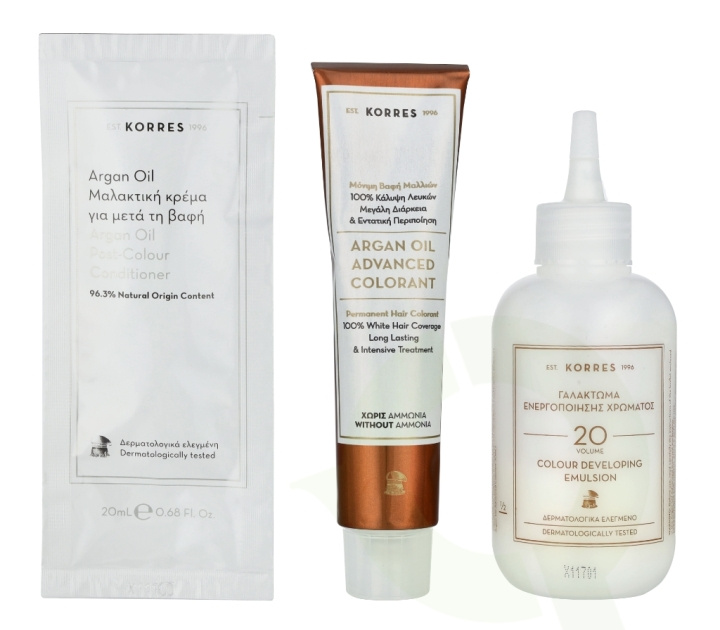 Korres Argan Oil Advanced Colorant 145 ml 77.44 Copper Blonde - Colorant 50ml/Emulsion 75ml/Conditioner 20ml ryhmässä KAUNEUS JA TERVEYS / Hiukset &Stailaus / Hiustenhoito / Hiusväri @ TP E-commerce Nordic AB (D16675)