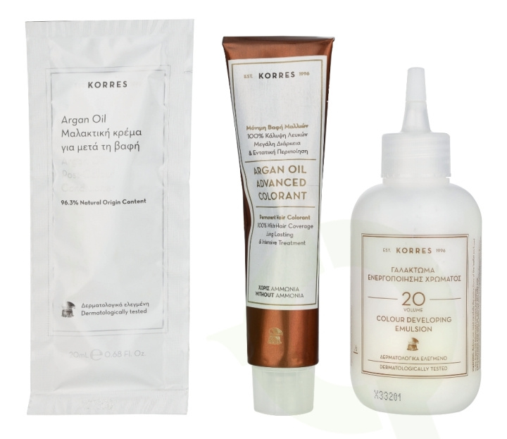 Korres Argan Oil Advanced Colorant 145 ml 7.7 Mocha - Colorant 50ml/Emulsion 75ml/Conditioner 20ml ryhmässä KAUNEUS JA TERVEYS / Hiukset &Stailaus / Hiustenhoito / Hiusväri @ TP E-commerce Nordic AB (D16676)