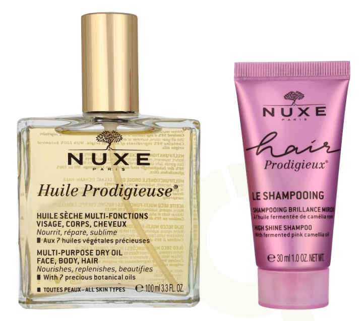 Nuxe Huile Prodigieuse Set 130 ml Huile Prodigieuse 100ml/Shampoo 30ml ryhmässä KAUNEUS JA TERVEYS / Hiukset &Stailaus / Hiustenhoito / Shampoo @ TP E-commerce Nordic AB (D16693)