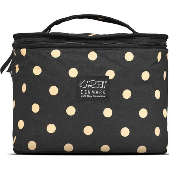 Karen Tanska - Beauty Box ECO puuvilla - musta beigeillä pilkuilla varustettuna ryhmässä KOTI, TALOUS JA PUUTARHA / Kylpyhuone / Toilettilaukut @ TP E-commerce Nordic AB (D16835)