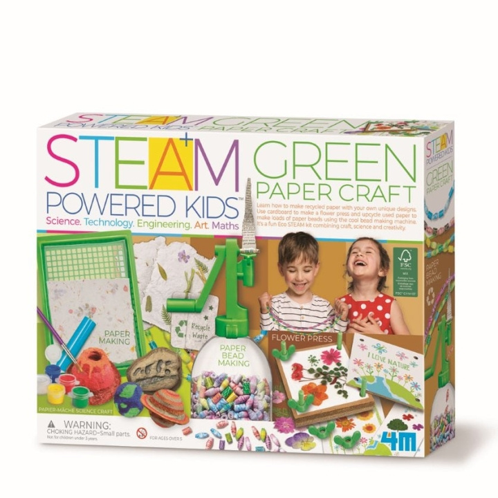 4M STEAM POWERED KIDS / Vihreä paperi askartelu (4M-05542) ryhmässä LELUT, TUOTTEET LAPSILLE JA VAUVOILLE / Leikkikalut, Askartelu &Pelit / Käsityöt @ TP E-commerce Nordic AB (D17273)