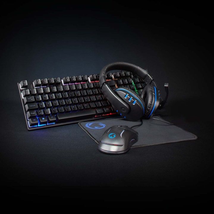 Nedis Pelisetti | 5-in-1 | Näppäimistö, kuulokkeet, hiiri ja hiirimatto | Musta | QWERTY | ND Näppäinasettelu ryhmässä TIETOKOONET & TARVIKKEET / GAMING / Näppäimistöt @ TP E-commerce Nordic AB (D17830)