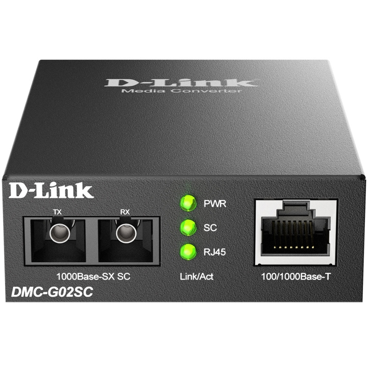 D-Link DMC-G02SC 100/1000Base-t to 1000Base-SX SC Multi-mode Media Converter 550m ryhmässä TIETOKOONET & TARVIKKEET / Verkko / Mediamuuntimet @ TP E-commerce Nordic AB (D18172)