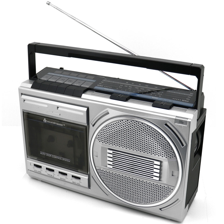 Soundmaster Kassettradio Mono Bluetooth RR20SI Silver ryhmässä KODINELEKTRONIIKKA / Ääni & Kuva / Kotiteatteri, HiFi ja kannettavat / Radio & Herätyskellot / Radio @ TP E-commerce Nordic AB (D18188)