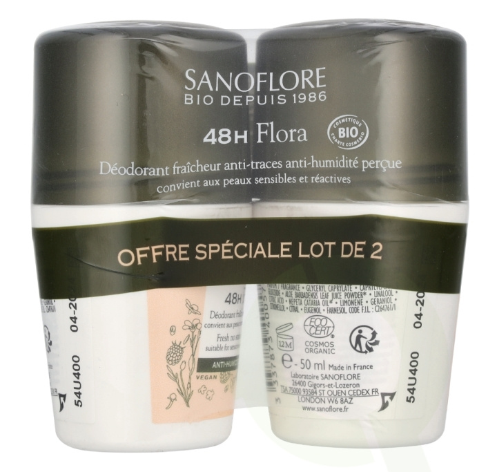 Sanoflore 48H Flora Deodorant Duo Set 100 ml 2x50ml ryhmässä KAUNEUS JA TERVEYS / Tuoksut & Parfyymit / Deodorantit / Naisten deodorantit @ TP E-commerce Nordic AB (D18344)