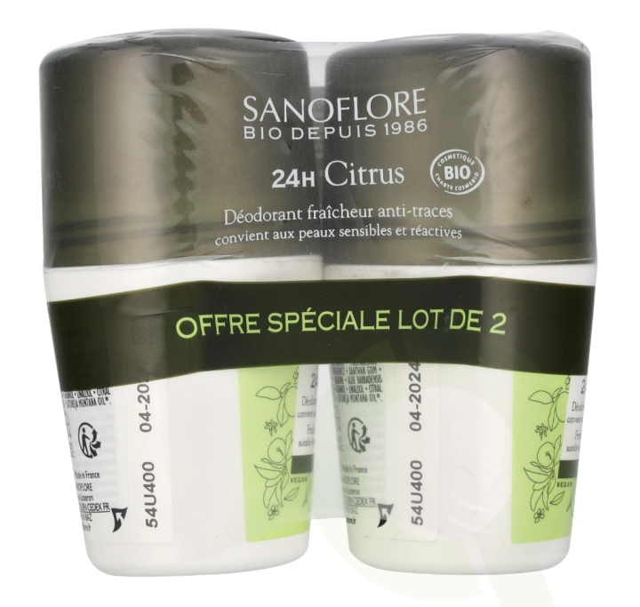 Sanoflore 24H Citrus Deodorant Duo Set 100 ml 2x50ml ryhmässä KAUNEUS JA TERVEYS / Tuoksut & Parfyymit / Deodorantit / Naisten deodorantit @ TP E-commerce Nordic AB (D18345)