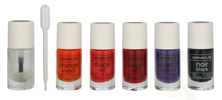 Nailmatic Nail Polish Set 52.5 ml Red - 5x Nail Polish 8ml/5x Pre-Filled Mxing Base/10 Pipettes/5 Labels/1 Booklet With 20 Recipes/5x Mixing Bases 2,5 ml ryhmässä KAUNEUS JA TERVEYS / Manikyyri/Pedikyyri / Kynsilakka @ TP E-commerce Nordic AB (D18391)