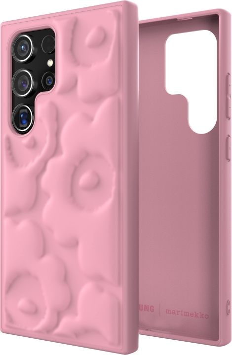 Samsung x Marimekko Embossed Case -suojakuori, Samsung Galaxy S24 Ultra, pinkki ryhmässä ÄLYPUHELIMET JA TABLETIT / Puhelimen suojakotelo / Samsung @ TP E-commerce Nordic AB (D18544)