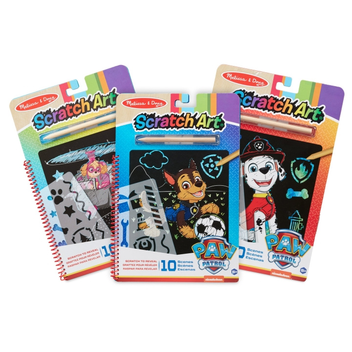 Melissa & Doug PAW Patrol Scratch Art - 3-pack ( Chase, Skye, Marshall ) (33308) ryhmässä LELUT, TUOTTEET LAPSILLE JA VAUVOILLE / Leikkikalut, Askartelu &Pelit / Käsityöt @ TP E-commerce Nordic AB (D18647)