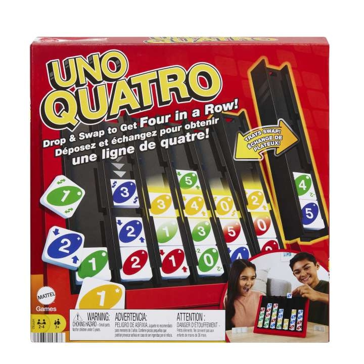 Mattel Games UNO Quatro (HPF82) ryhmässä LELUT, TUOTTEET LAPSILLE JA VAUVOILLE / Peli / Lautapelit @ TP E-commerce Nordic AB (D18691)