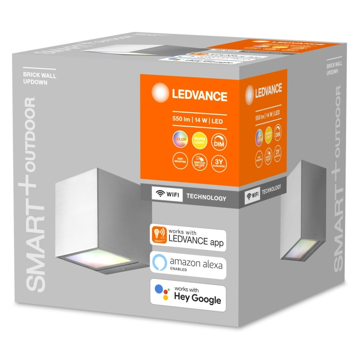 LEDVANCE Smart+ - Brick ulkoseinävalaisin teräs - RGBW - WiFi ryhmässä KODINELEKTRONIIKKA / Valaistus / Seinälamput @ TP E-commerce Nordic AB (D18701)