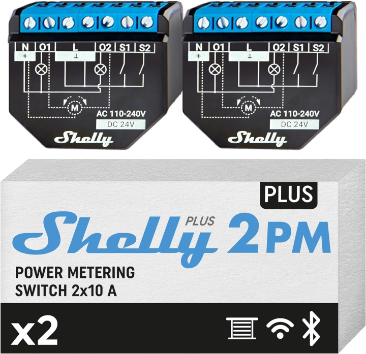 Shelly Plus 2PM (kaksoispakkaus) - Paranna älykotikokemustasi ryhmässä KOTI, TALOUS JA PUUTARHA / Älykodit / Älykodin järjestelmät @ TP E-commerce Nordic AB (D18804)