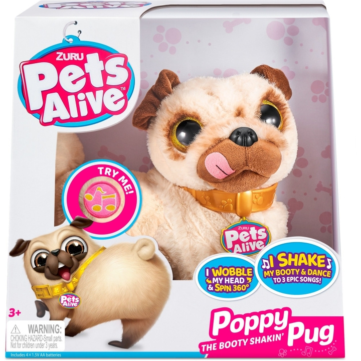 Pets Alive Mopsi-S1 Saalista ravisteleva mopsi (9521) ryhmässä LELUT, TUOTTEET LAPSILLE JA VAUVOILLE / Lelut vauvoille (0-3v) / Pehmolelut @ TP E-commerce Nordic AB (D18816)